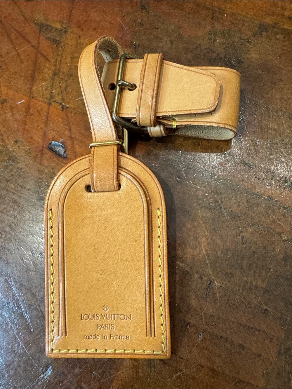 Louis Vuitton Tan Leather Luggage Tag and Poignet